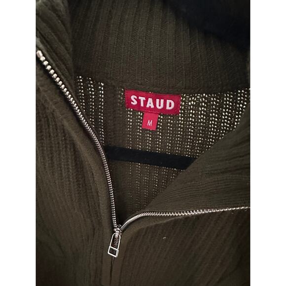 STAUD Hampton Cashmere Sweater Olive Green M - Picture 3 of 3